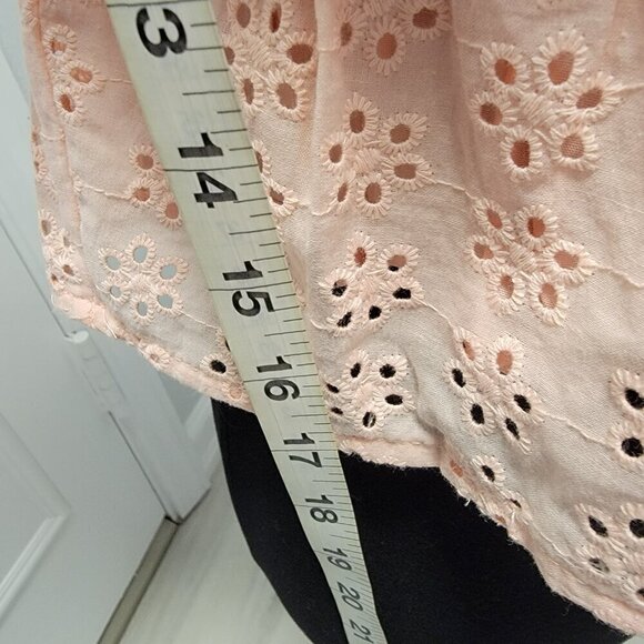 Heatherly Pastel Peach Eyelit Blouson Penelope Crop Top Size M - Picture 10 of 15